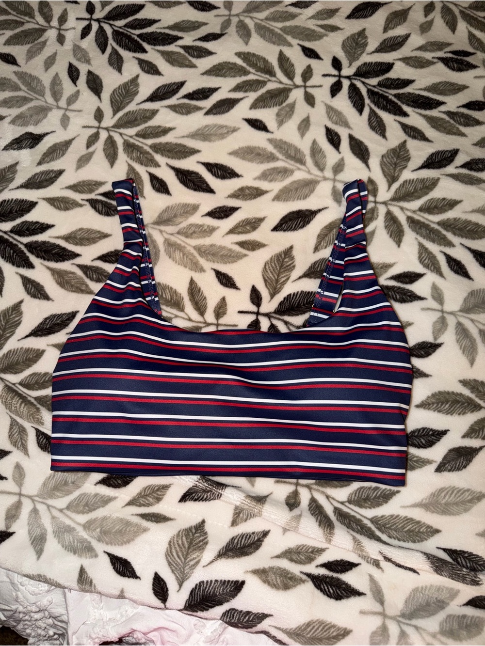 Striped sports bra - Blue, Red & White